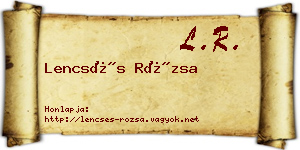 Lencsés Rózsa névjegykártya